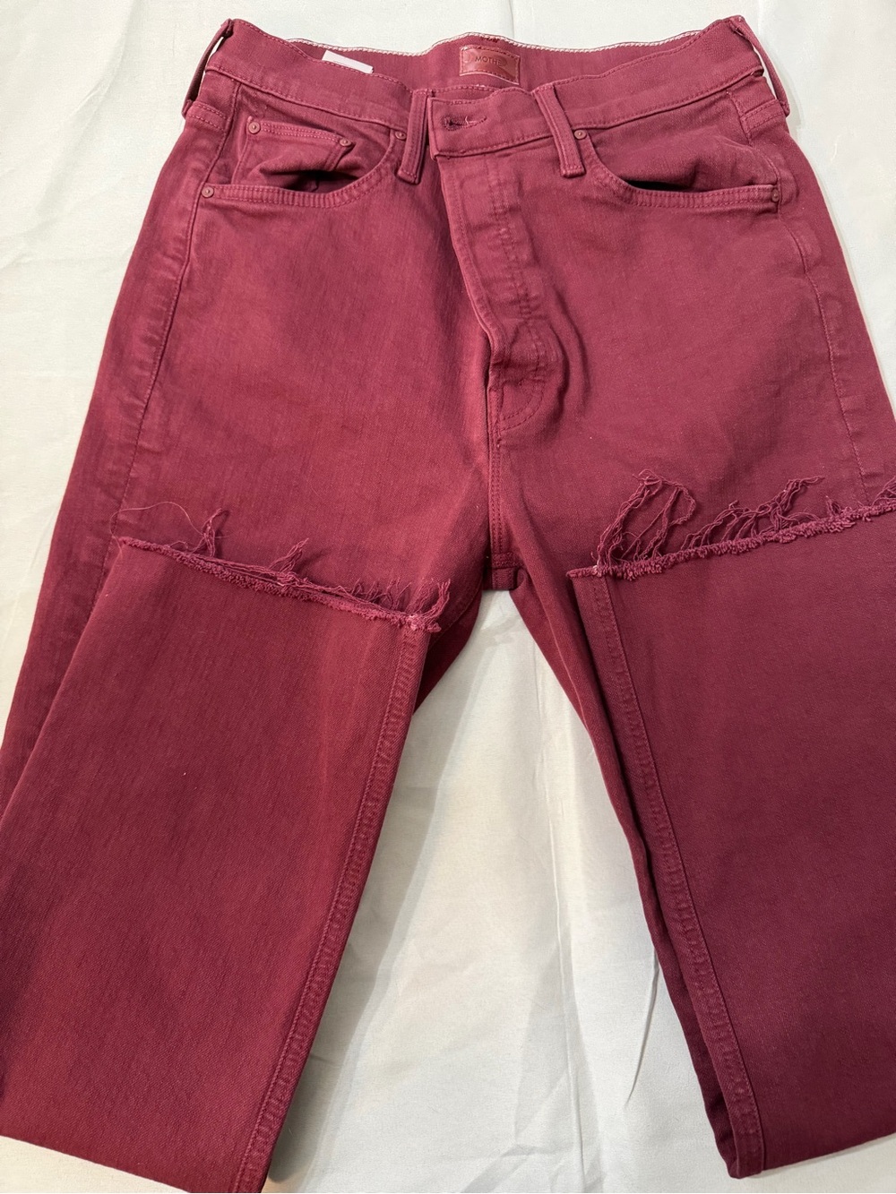 MOTHER Wine Red Boot Cut Jeans
